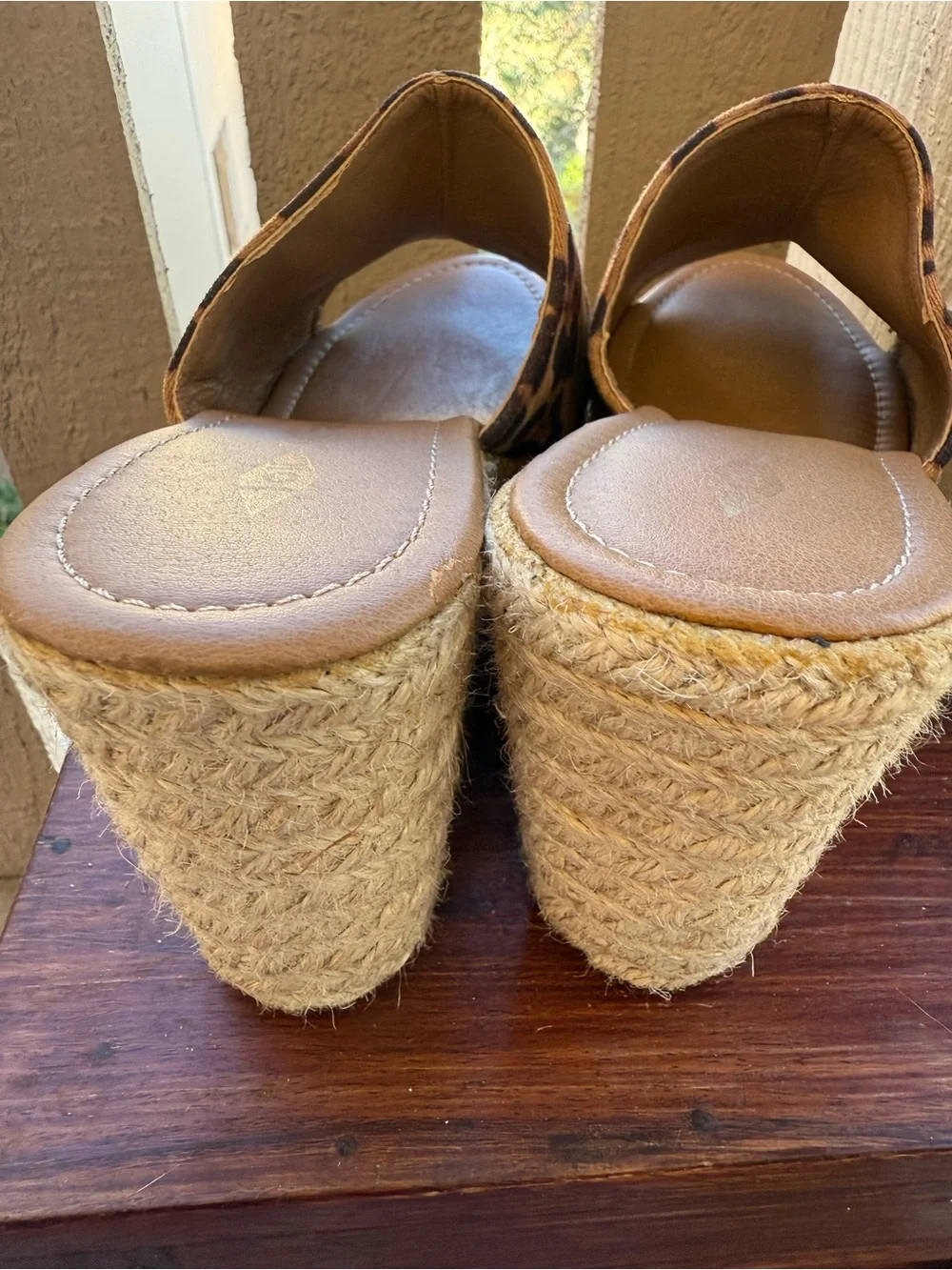Jolimall Leopard Print Espadrille Wedge Slide - Tan/Black